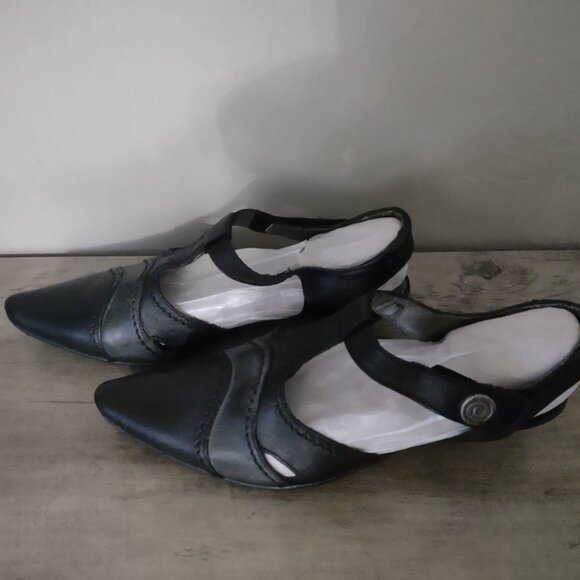 Fidji black leather low heel mary jane pumps size 38.5 - size 8.5 - NEW - Picture 4 of 10